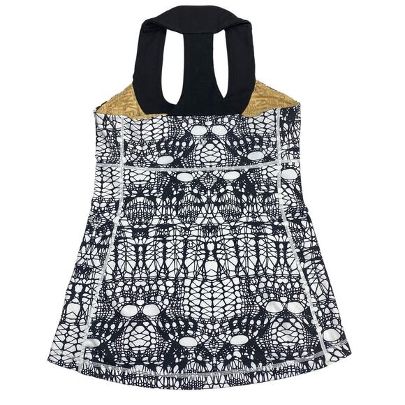 LULULEMON Scoop Neck Tank Sz 6 White Black Glacier Lace Black - Picture 7 of 9